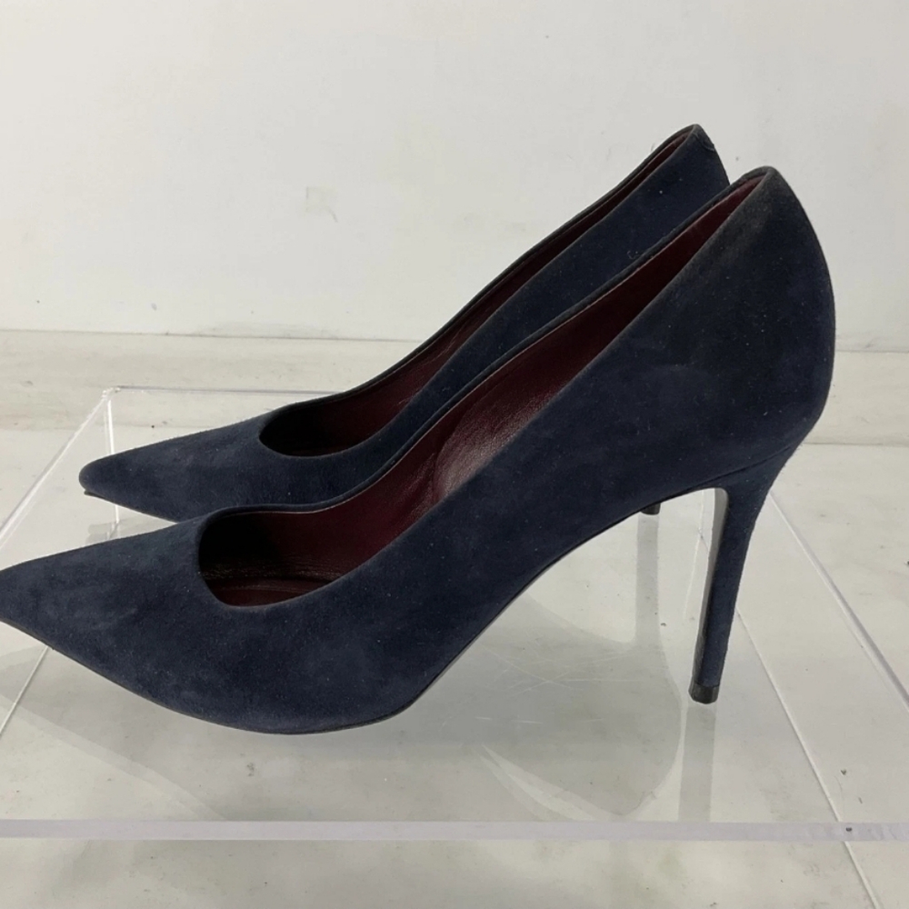 Sale❗️CELINE Dark Navy Blue Suede Heels Pumps Excellent 👀 AUTHENTICATED - Picture 4 of 12